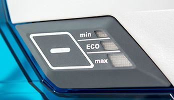 THOMAS vacuum cleaner power button with TouchTronic power control. MIN, MAX, ECO modes. Light indication of the modes 