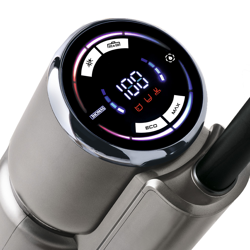 AquaFloorCleaner Cordless, розумний світлодіодний дисплей AquaFloorCleaner Cordless, розумний світлодіодний дисплей для індікації стану батареї, валика для чищення та резервуарів для води