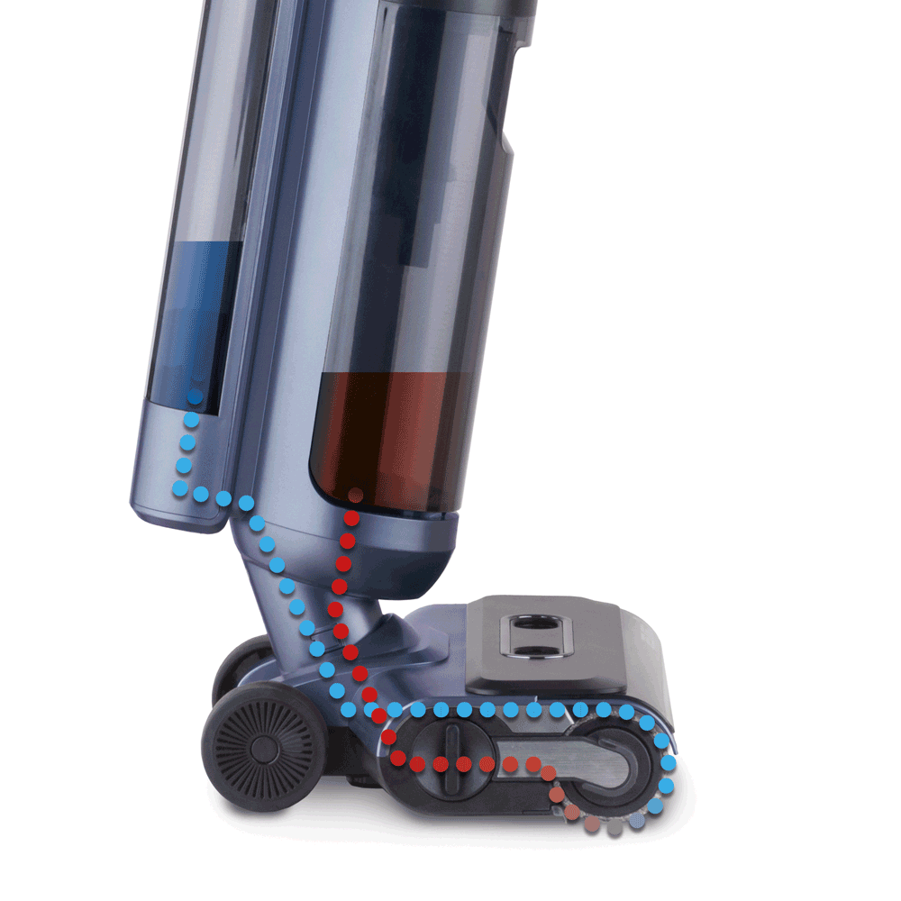 AquaFloorCleaner Cordless Plus, подача чистої та збирання брудної води  Пилосос AquaFloorCleaner Cordless Plus, подача чистої води для миття та збирання брудної води в окремий резервуар
