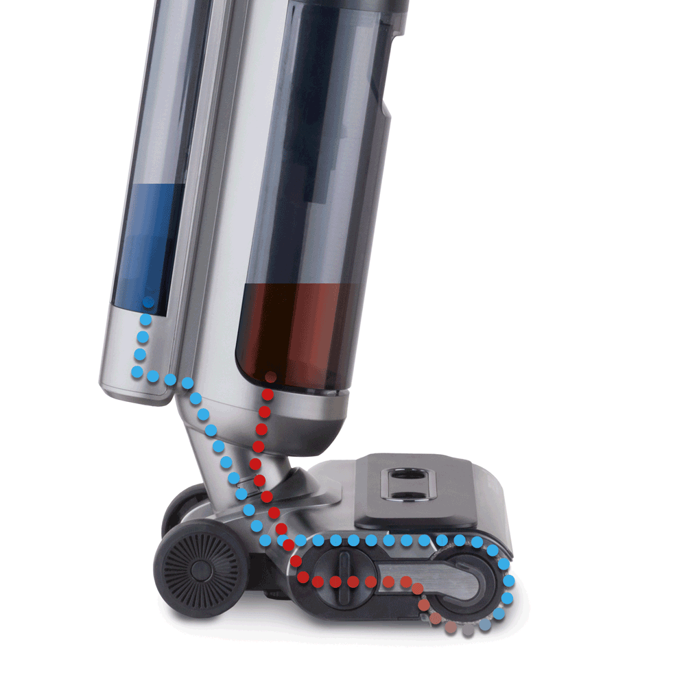 AquaFloorCleaner Cordless, подача чистої та збирання брудної води  Пилосос AquaFloorCleaner Cordless, подача чистої води для миття та збирання брудної води в окремий резервуар