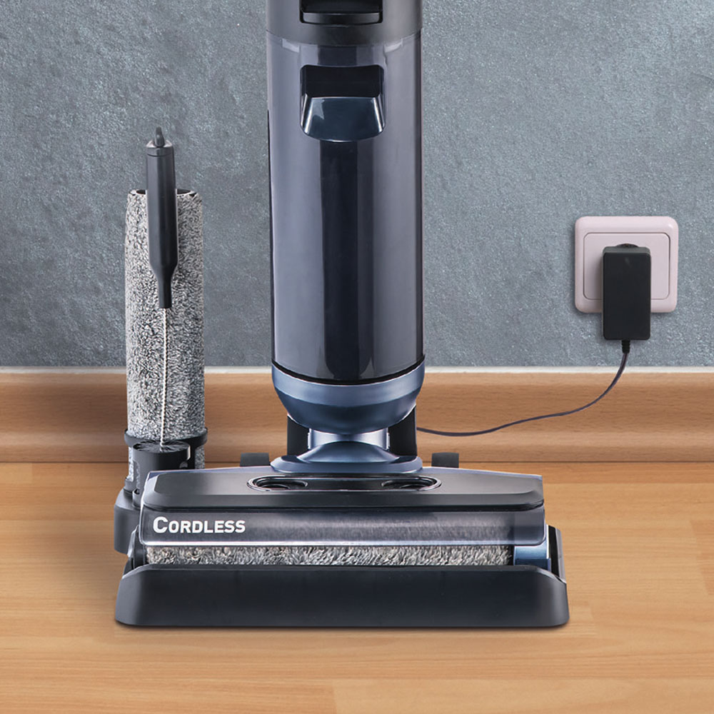 AquaFloorCleaner Cordless Plus, заряджання прилада на станції Акумуляторний пилосос AquaFloorCleaner Cordless, економія простору при зберіганні та швидке заряджання