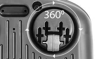 Передние ходовые ролики EasyDrive вращаются на 360 градусов и обеспечивают легкость передвижения пылесоса